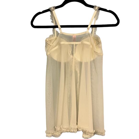 Victoria's Secret Sexy Little Thing Ivory Sequin Mesh Babydoll Nighty Size 36C - Picture 4 of 6